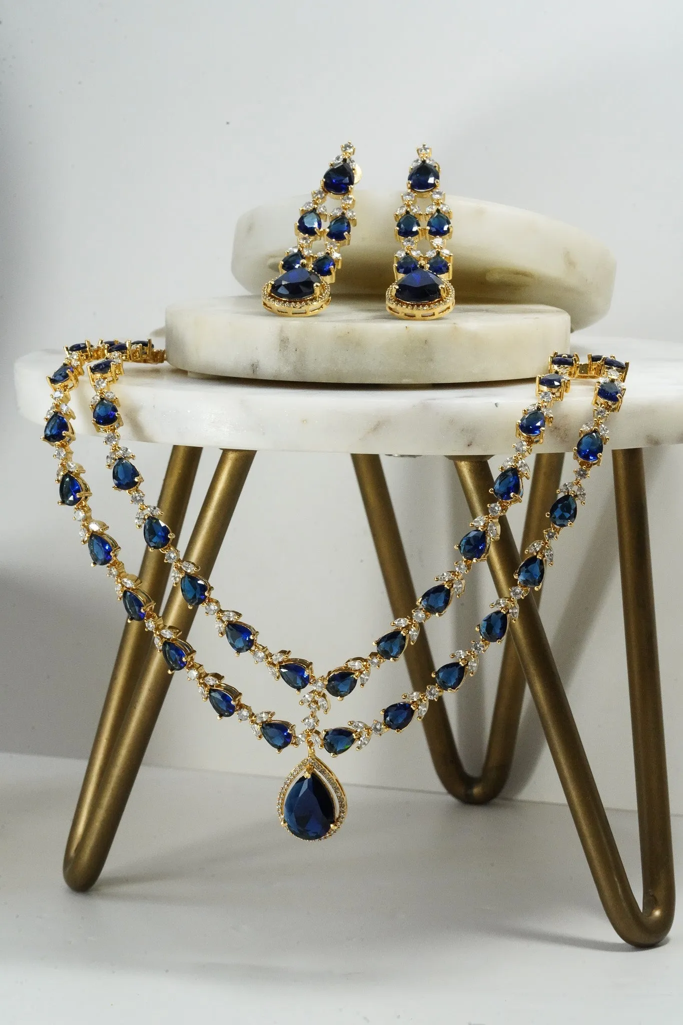 Naina - Double Layer AD Necklace Set