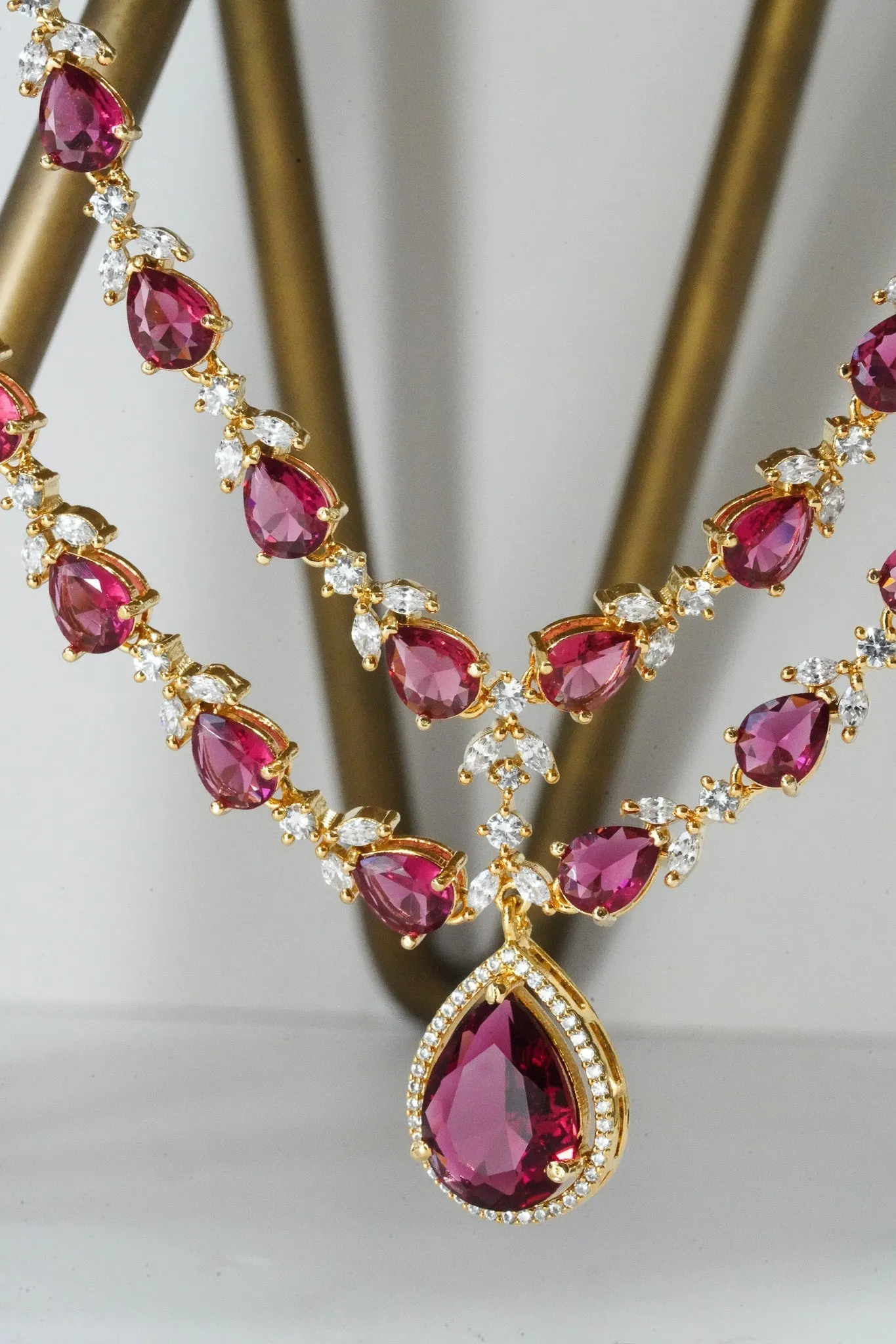 Naina - Double Layer AD Necklace Set