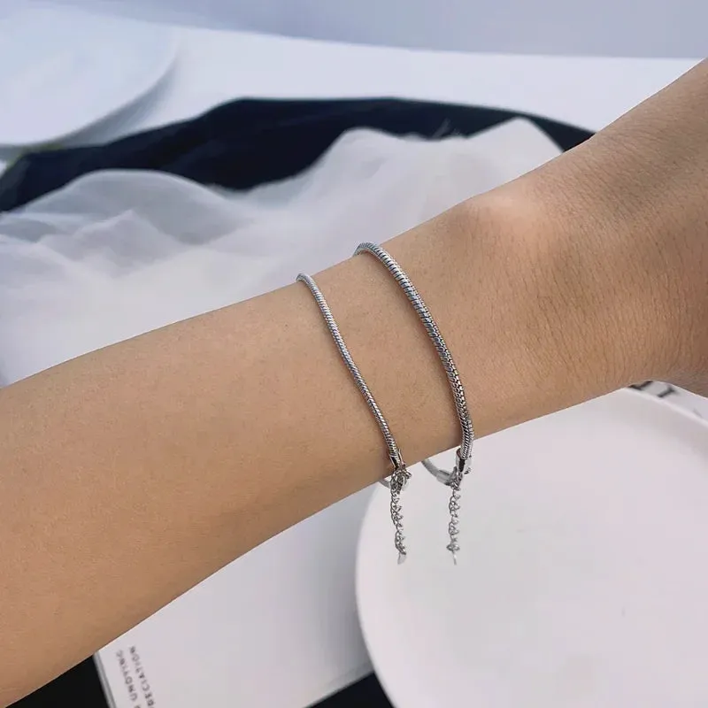New Romantic Couple Bracelet Couple Style Snake Bone Simple Vegetarian Chain Valentine's Day Gift Male and Female Boho Evil Eye