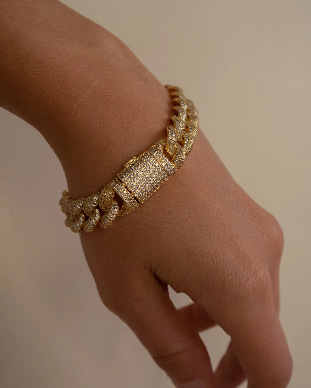 Pave Cuban Link Bracelet- Gold