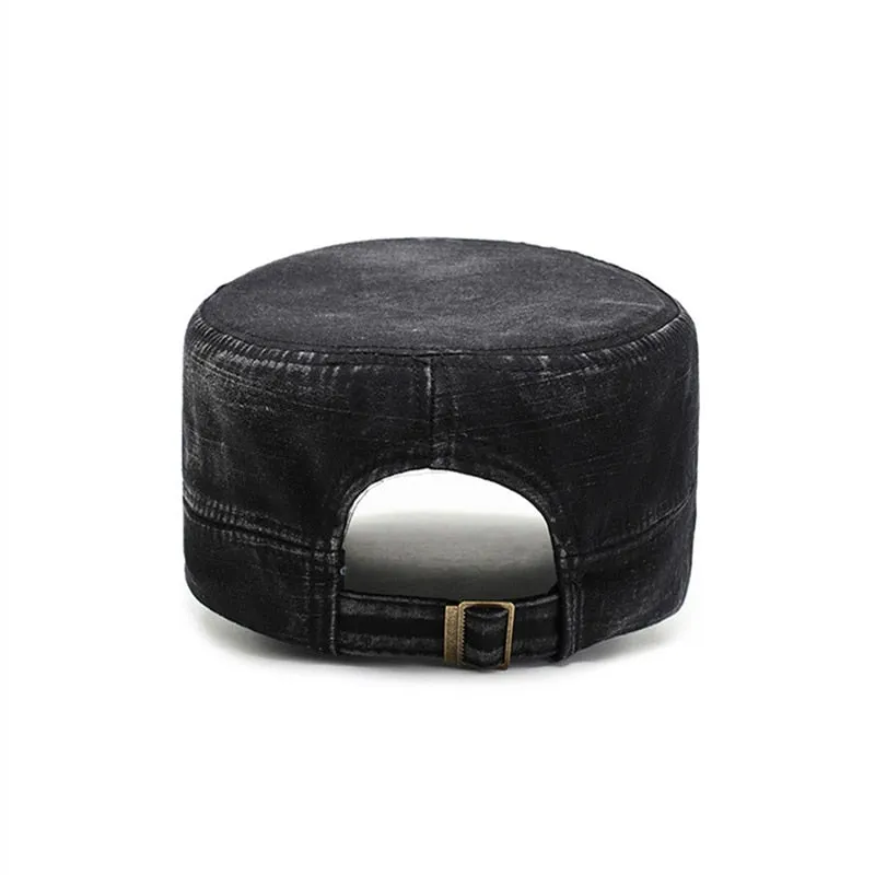 Retro Cotton Military Cap For Men Women Flat Top Military Hats Bone Baseball Cap Outdoor Adjustable Army Men's Cap
