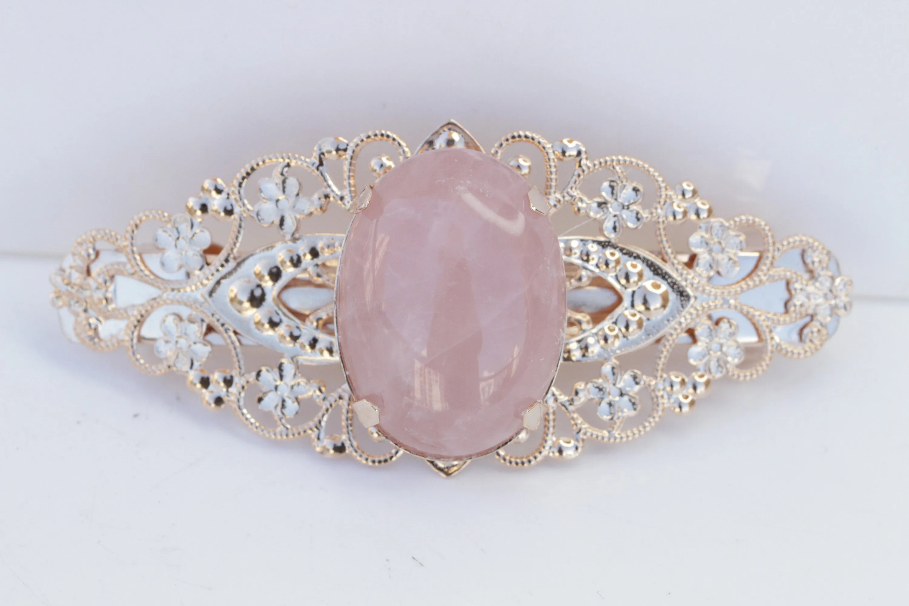 ROSE QUARTZ  BARRETTE