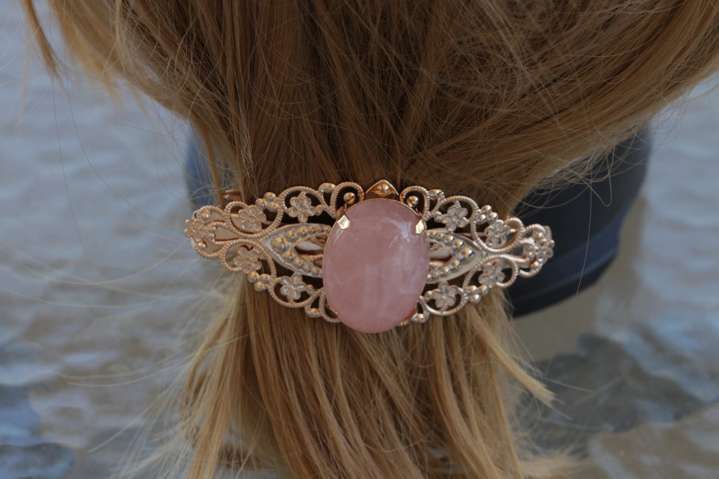 ROSE QUARTZ  BARRETTE