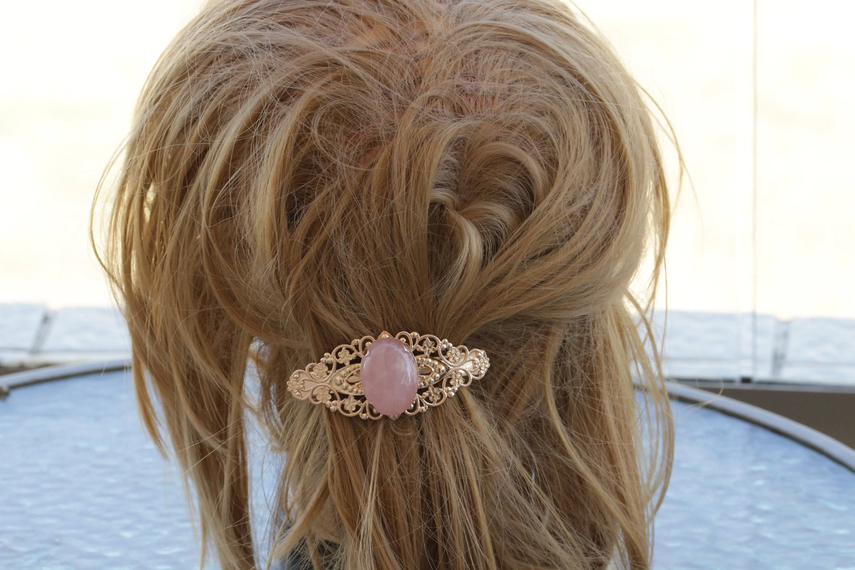 ROSE QUARTZ  BARRETTE