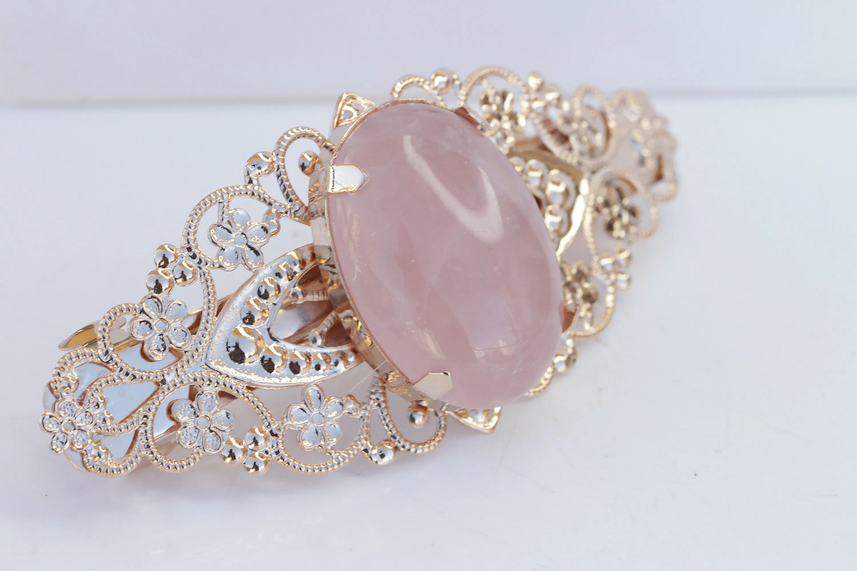 ROSE QUARTZ  BARRETTE