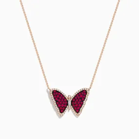 Ruby Royale 14K Rose Gold Ruby Butterfly Necklace