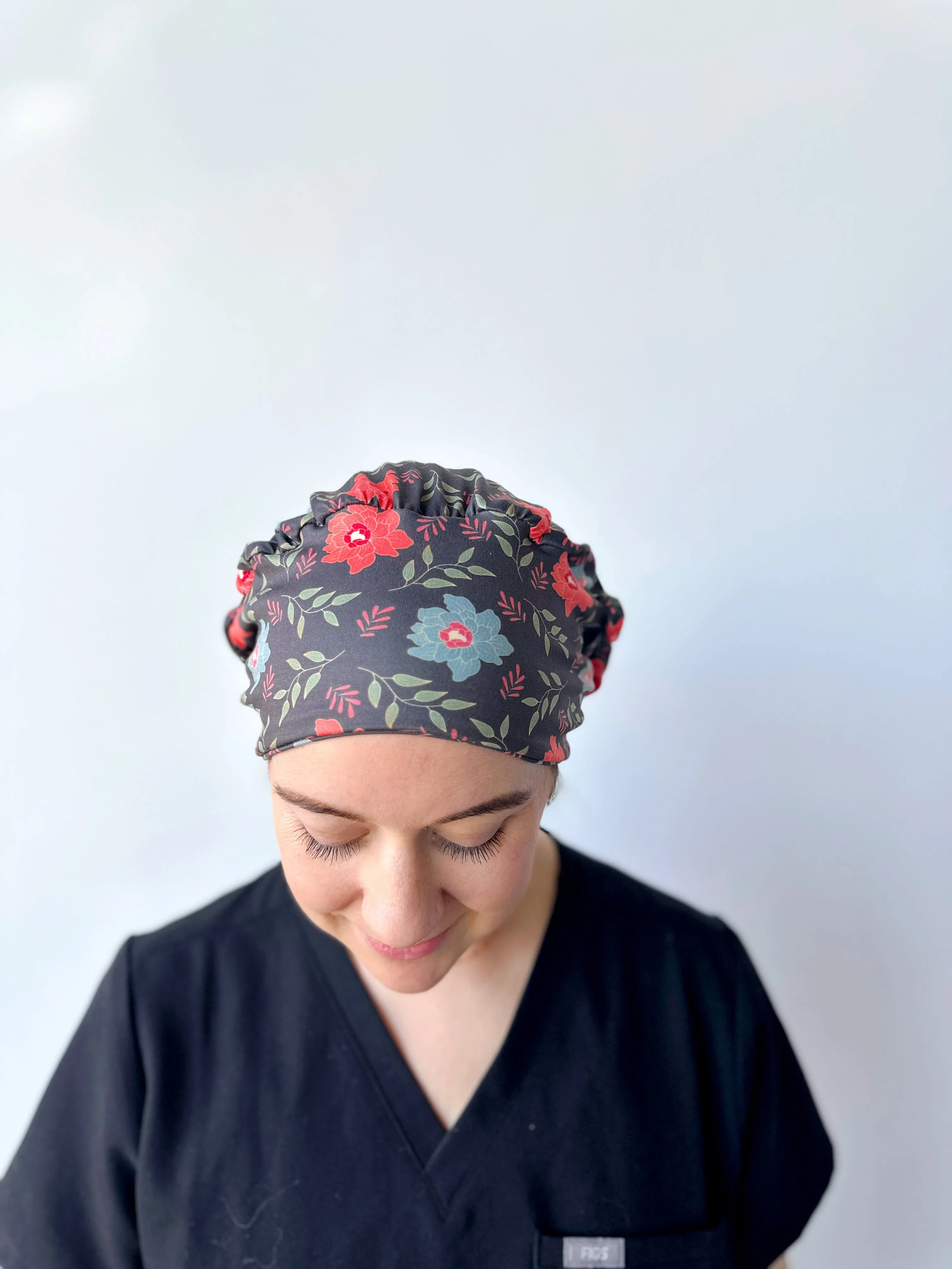 Scrub Hat - Gold Lined Floral