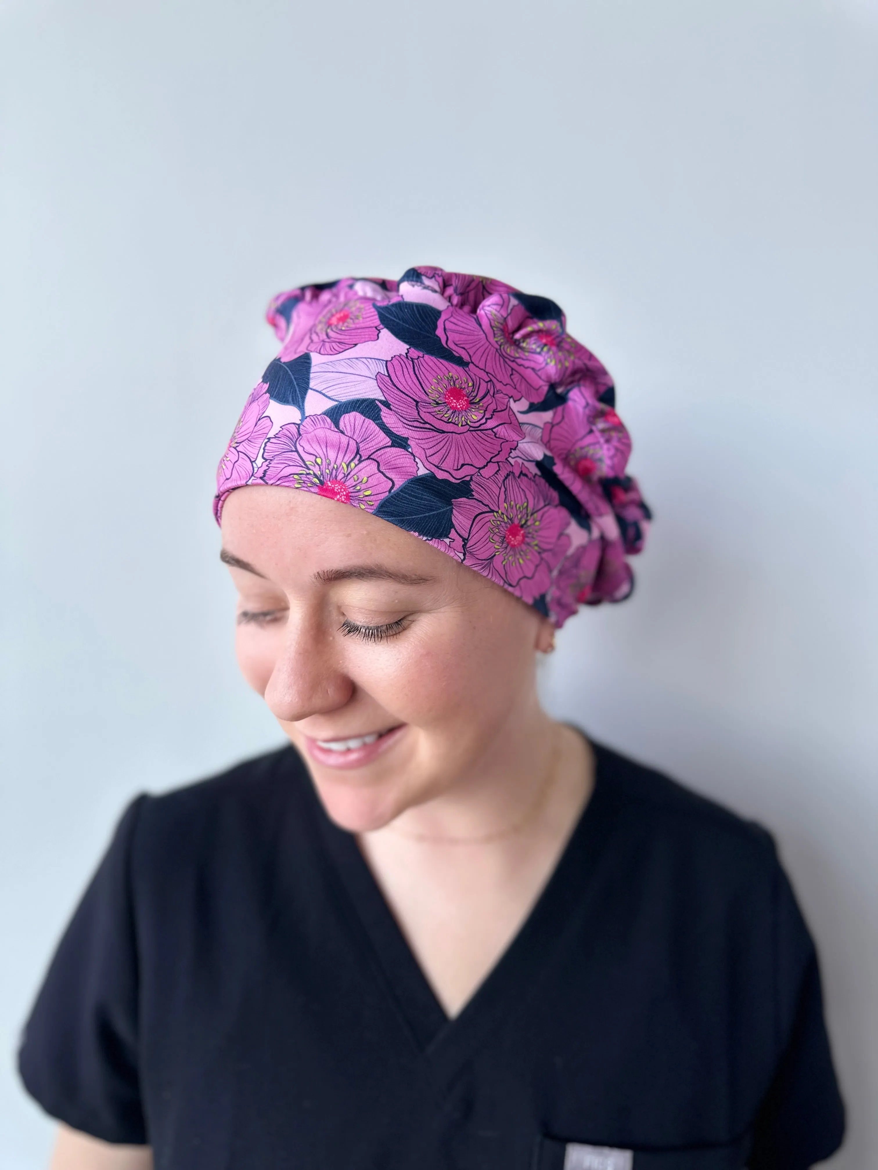 Scrub Hat - Magenta Floral