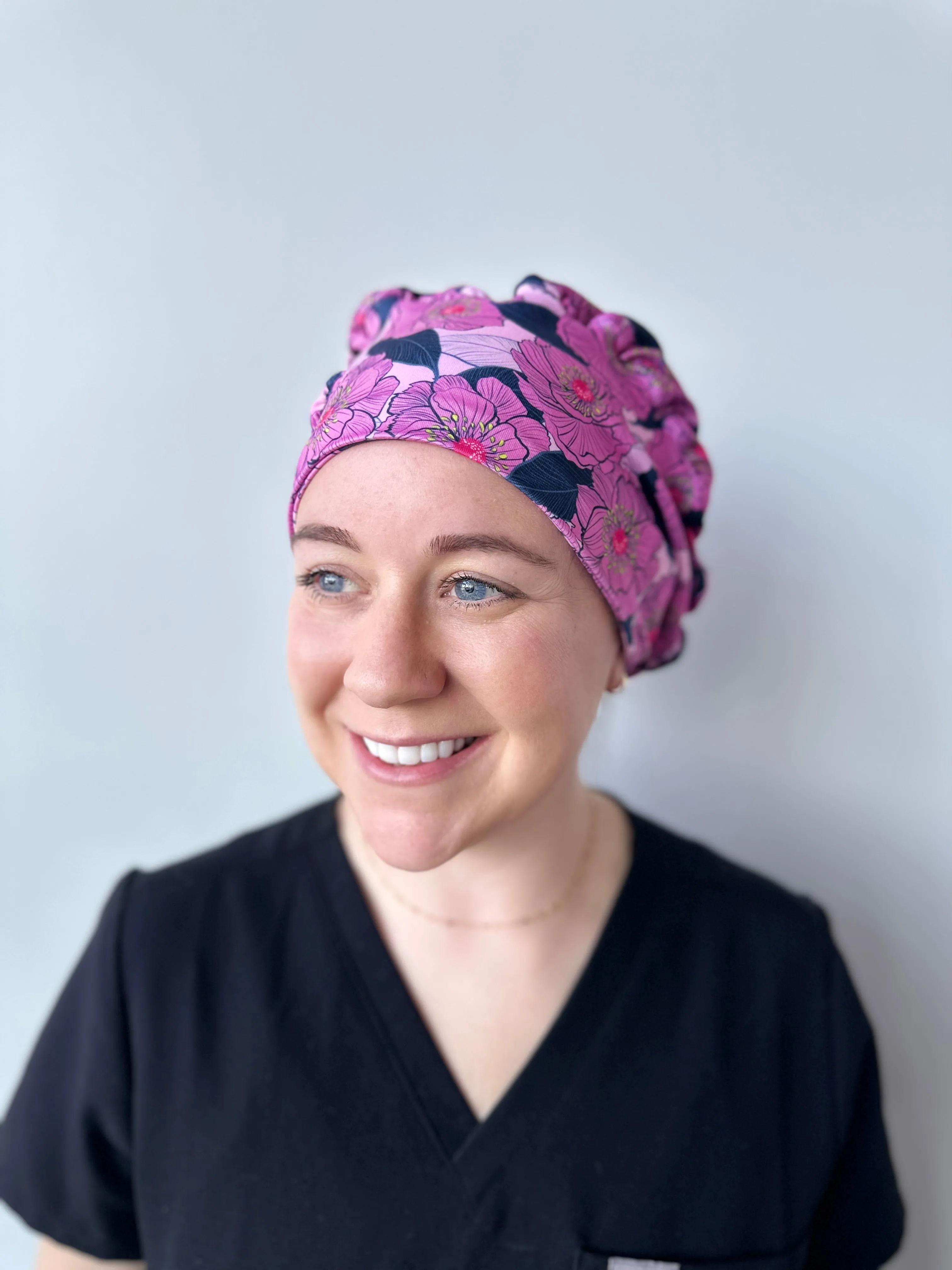 Scrub Hat - Magenta Floral