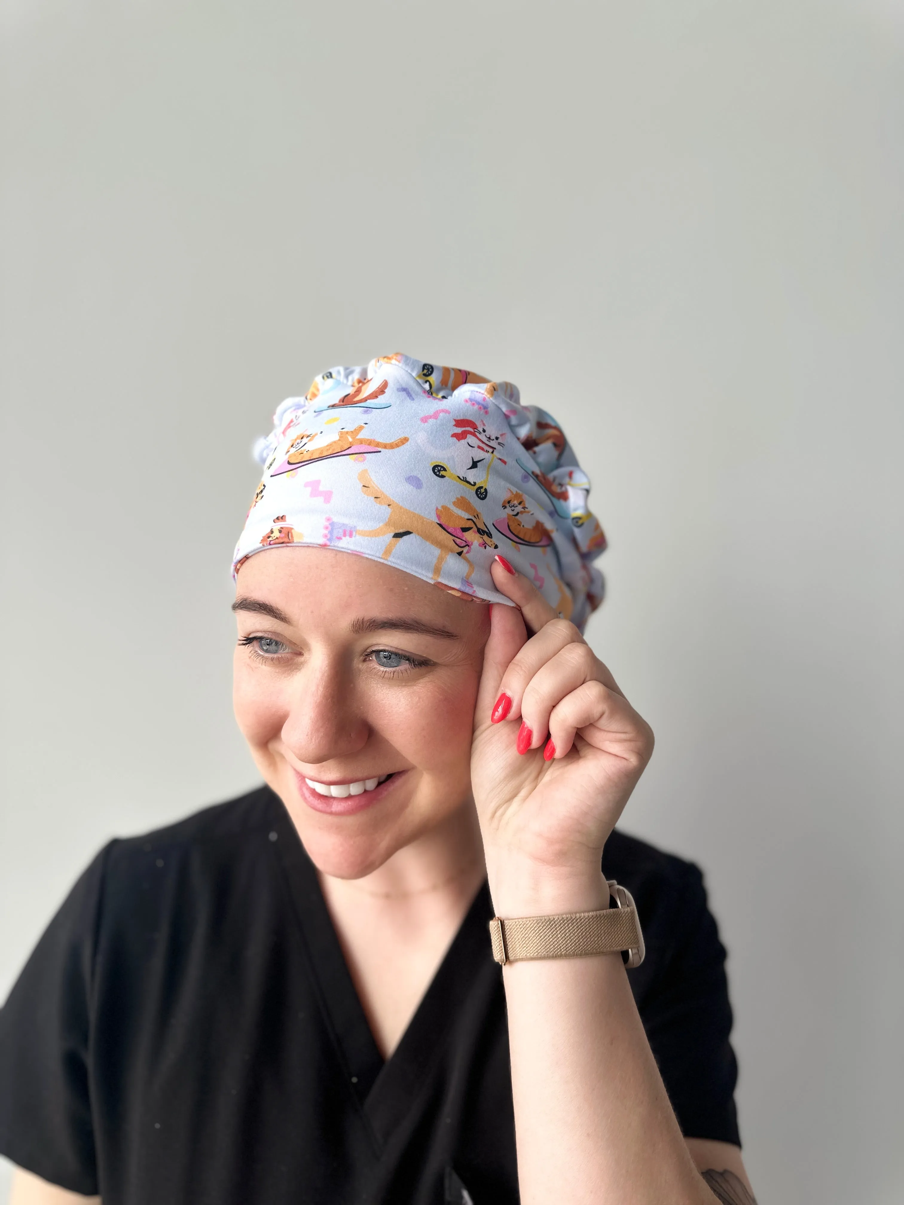 Scrub Hat - Skating Cats and Dogs