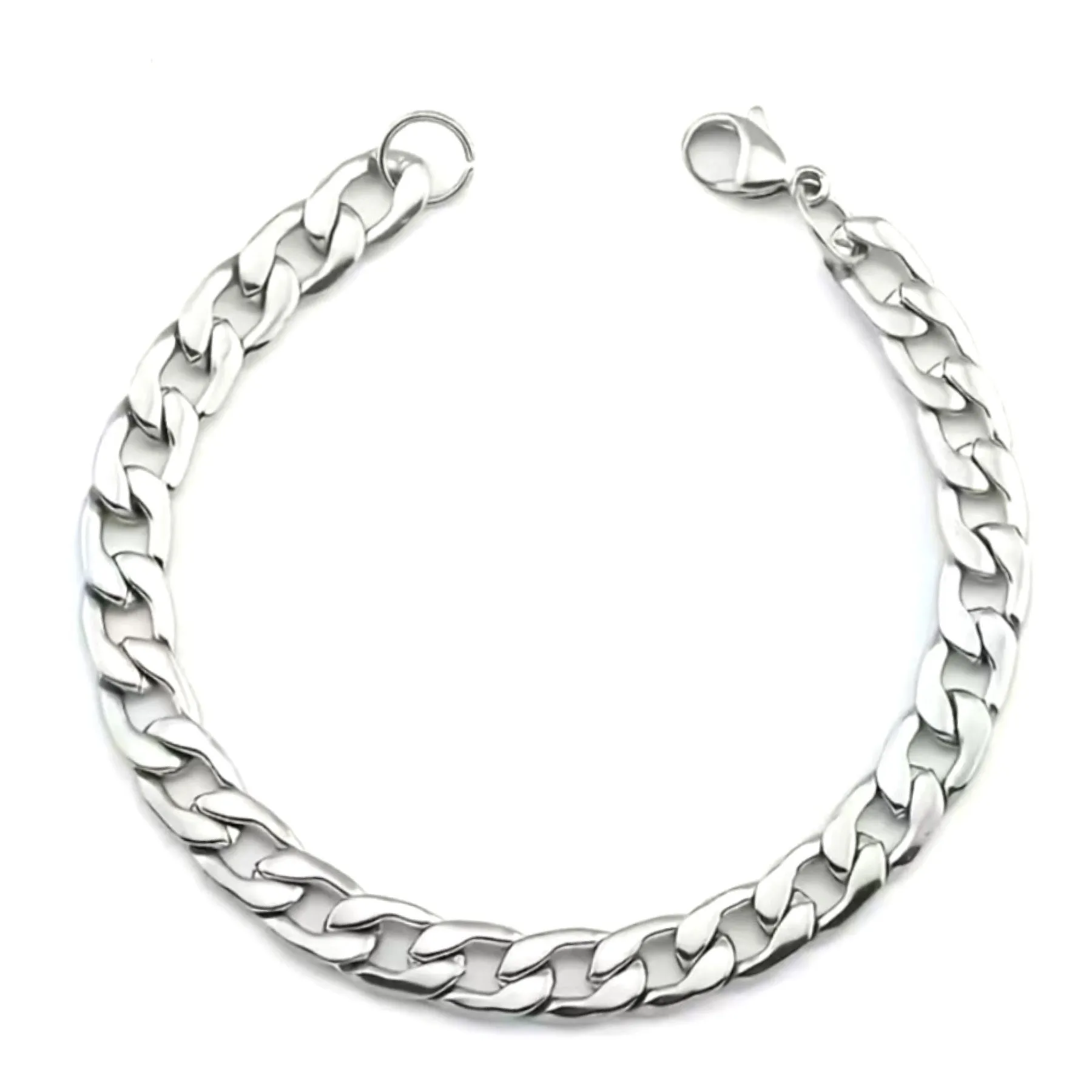 Stainless Steel Cuban Chain Hip Hop Style Necklace and Bracelet Set