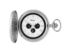 Stainless Steel Full Hunter Chronograph Pocket Watch