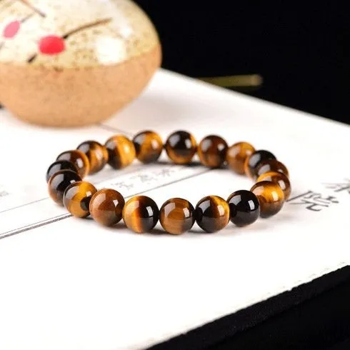 Tiger Eye Bracelet ,Tiger Eye Gemstone, Elastic Bracelet, Man, Women, Mens Beaded Bracelet, Tiger Eye Gemstone Bracelet, Surfer Jewelry