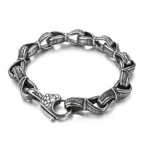 Trendy Retro European and American Style Titanium Steel Men's Bracelet with Hand-In-Hand Design