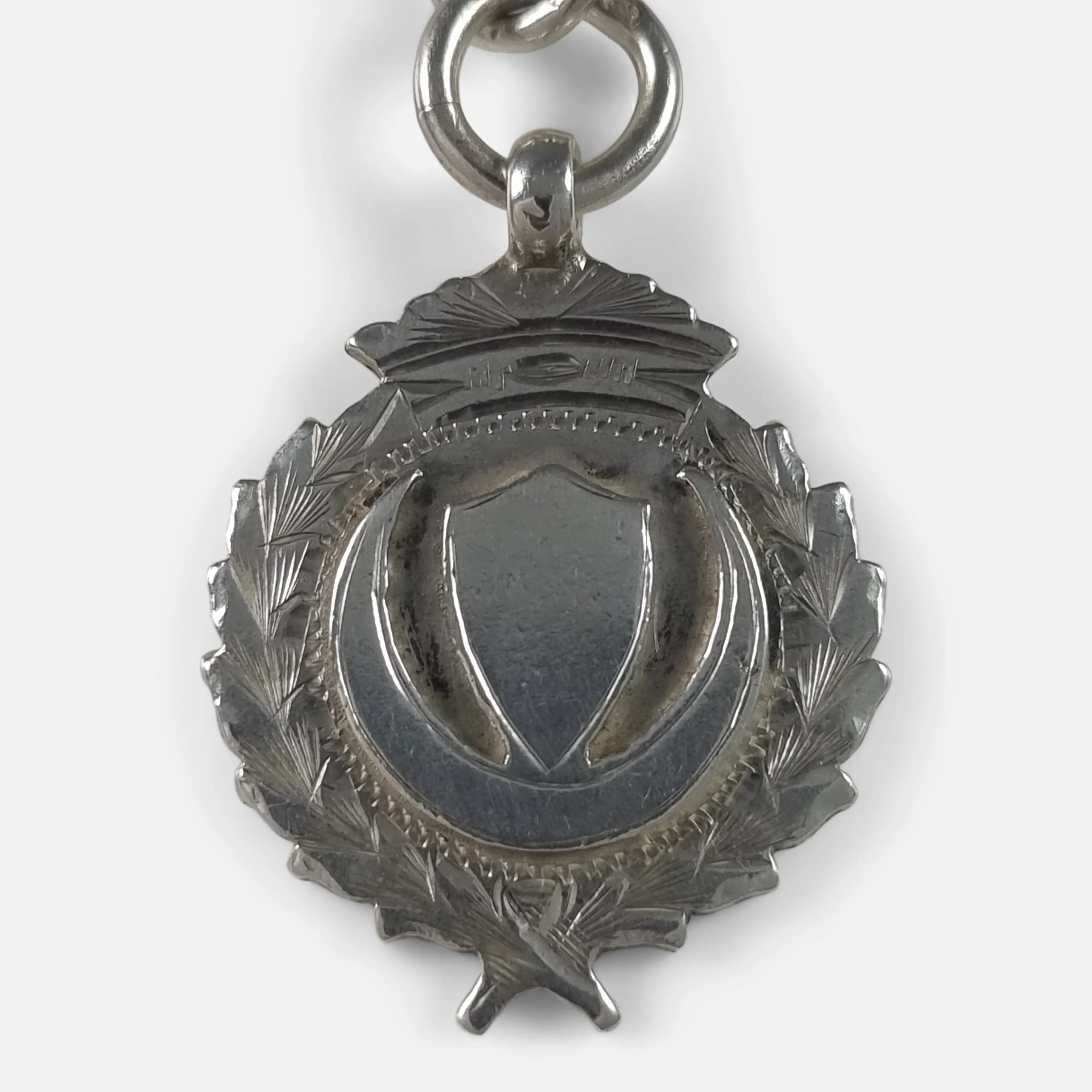 Victorian Sterling Silver Fancy Link Albert Watch Chain and Fob